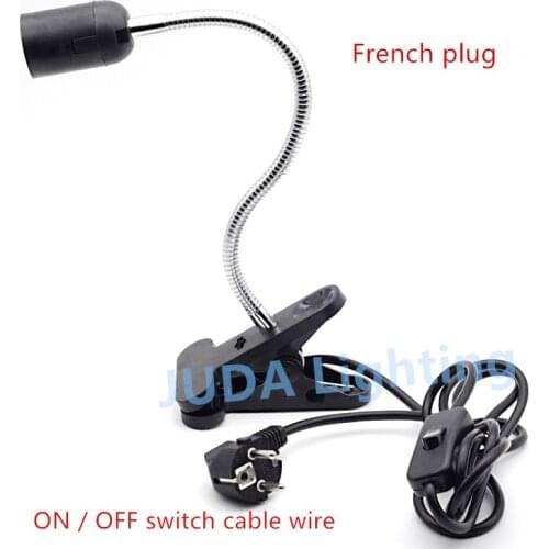 Clip lamp holder E27 sockte lamp LED hose lamp base with French plug rocker button ON / OFF switch cord set table lamp light