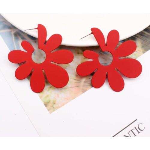 E1016 New Fashion Painted Metal Big Leaf Earrings Statement Flower Stud Earrings For Women Wholesale Jewelry Pendientes Mujer
