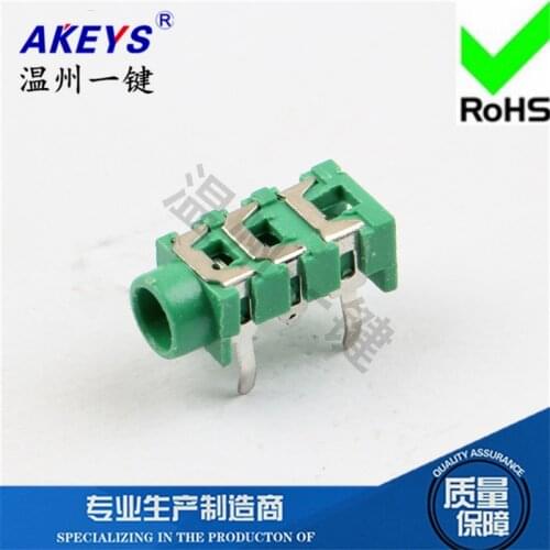 10 PCS PJ-313 green 3.5 headphone socket 5 pin pin 2 fixed foot 3.5 MM socket mother seat power socket