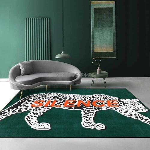 200*300cm Fashion Trend Leopard Blue Green Thick Font Silence Living Room Bedroom Bedside Carpet Floor Mat Customization