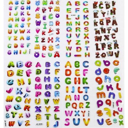 50Sheet wholesale English letters Cartoon number cartoon digital Puzzle Children sticker DIY cute Decorative Scrapbook 21*7.5CM