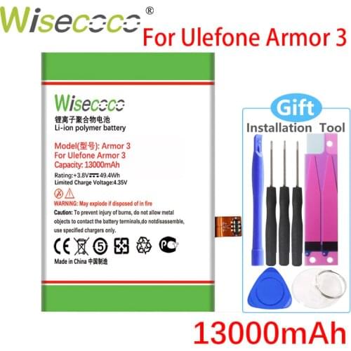 WISECOCO 13000mAh Armor3 Battery For Ulefone Armor 3 Mobile Phone In Stock High Quality Battery+Tracking Code