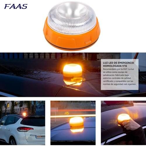 V16 Car LED Emergency Light Strobe Light Magnetic Base Roadside Traffic Safety Warning Light Car Beacon Lamps LED Flashing Light