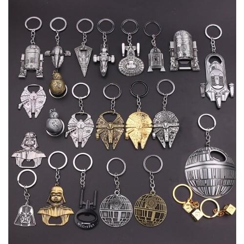 1Pcs Star Wars Keyring Alloy Millennium Falcon Warships Jedi Master Darth Vader Keychain Figurines Toy Children Festival Gifts