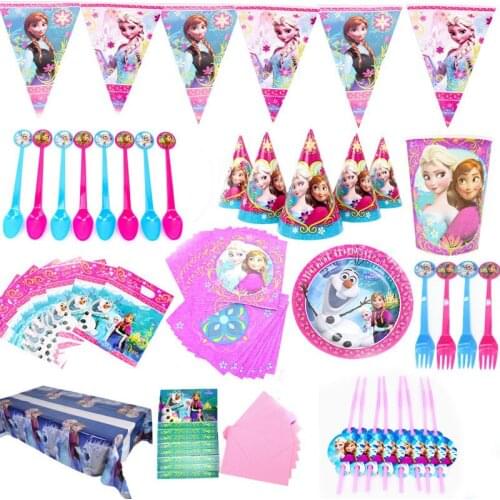 Disney Frozen Anna Elsa Princess Baby shower girl Party Decor Kids Girl favor Disposable Tableware Birthday Party Decor Supplies