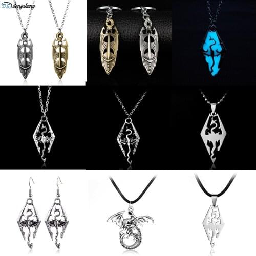 Dongsheng Newest Game Dragon The Elder Scrolls V Skyrim Pendant Necklace Bijouterie Men Cosplay Gift Accessories -30