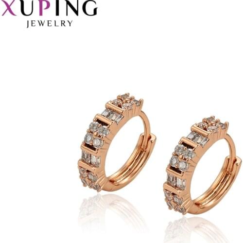 Xuping Elegant Synthetic Cubic Zirconia Temperament Earrings Hoops for Women Round Jewelry Party Gifts 97484