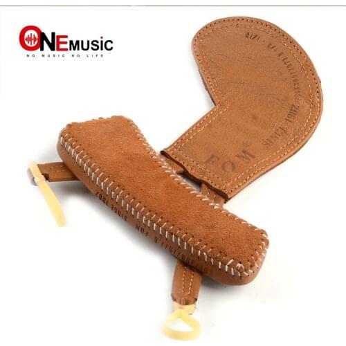 FOM Sheepskin Violin Shoulder Rest for 1/4 1/2 & 3/4 Beautiful Leather Chinrest Padded Chin Shoulder Fiddle Partners