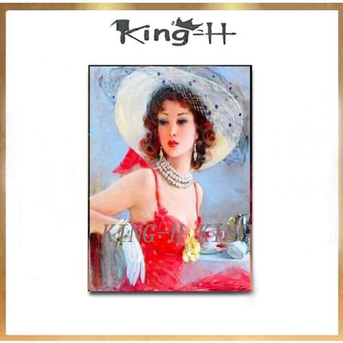 Hot sexy figure hand-painted oil painting on the canvas for the modern home decoration beautiful girl picture hat hotel sofa of