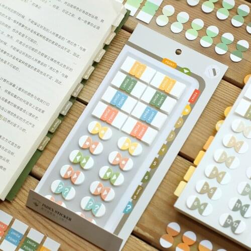 Yisuremia Gradual Color 6pc/Pack 120 Sheet Classified Index Sticker Label Month Point Maker Papers Writeable Bookmark Stationery