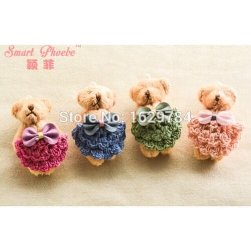 Boutique 20pcs Fashion Cute Bow Crochet Skirt Bear Hairpins Solid Kawaii Animal Hair Clips Princess Hair Accessories