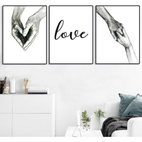 Nordic Lienzo Decorativo Tableaux Hand Love Posters and Prints Canvas Painting Wall Art Picture for Living Room Decor Cuadros