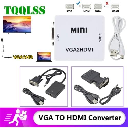 VGA to HDMI-compatible Converter MINI Portable VGA2HDMI Video Box Audio Adapter 1080P For Notebook PC HDTV Projector TV
