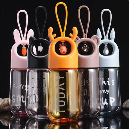 Creative Kids Portable Sports Water Kettle Outdoor Leakproof Drink Shake Bottle Cartoon Animal Pendant Cute Children Cup 480ml