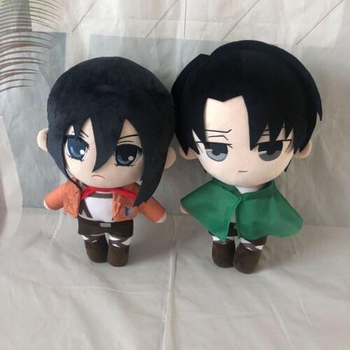 45cm Plush Doll Stuffed Anime Attack On Titan Cartoon Dolls Levi Ackerman Mikasa Eren Yeager Collectibles Gift Toys For Children