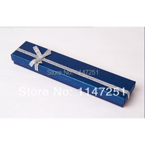 Hot Sale 24pcs/lot Blue Paper Necklace Gift Box 20x4x2cm Wedding Decoration Anklet Bracelet Necklaces Display Packaging Boxes