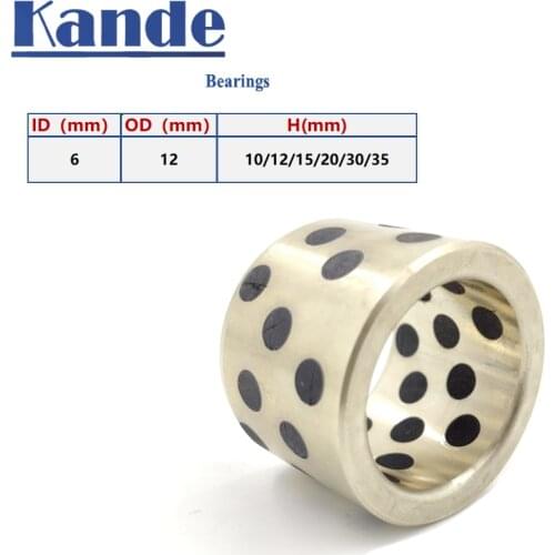 4Pcs JDB JDB061215 6X12X10/12/15/20/30/35 linear graphite copper set bearing copper bushing oil self-lubricating bearing