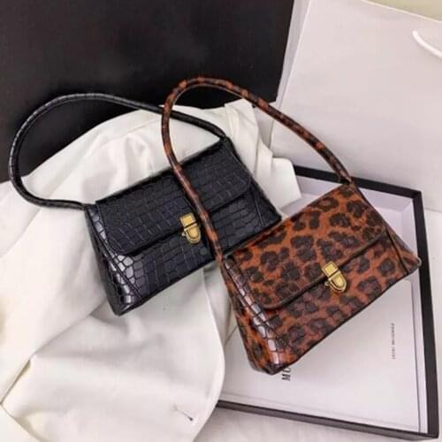 Fashion Shoulder Bags Women Pu Leather Casual Flap Underarm Purse Ladies Leopard Pattern Handbags Portable Bag