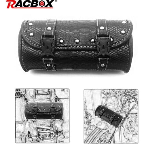 Motorcycle Backpack Saddle Bag Leather Front Tool Roll Bag Luggage Saddlebag For BMW Chopper Bobber Cruiser Black Brown