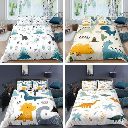 Cartoon Dinosaur Bedding Set 2/3Pcs Duvet Cover & Pillowcase(s) 3D Printed Quilt Cover Home Textile Gift