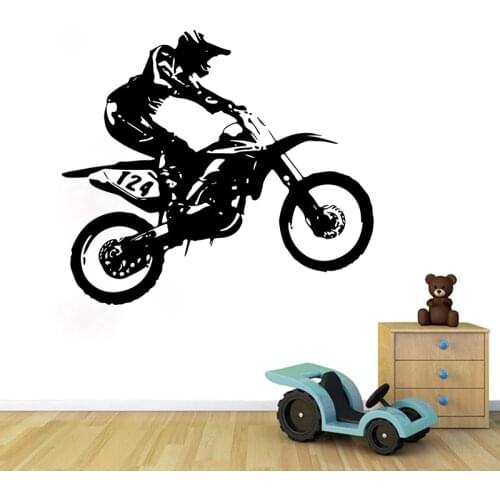 Motorcycle racer wall sticker for Boy kids room bedroom study personality decoration Decals wallpaper Hand carved stickers