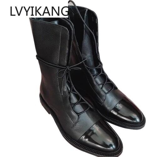 New 2020 Winter Thick With Thick Bottom British Locomotive Martin Boots For Cylinder Knight Ladies Boots mid-calf boot women