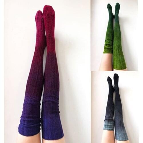 Womens New Fashion Sexy Multi-Style Solid Color Knitted Thigh Over-Knee Stockings Elastic Warmth Breathable Sweat-Absorbent Ant