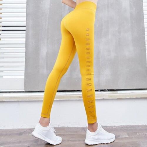 Peach Hip Sports Pants Womens Breathable and Quick-drying Hollow Fitness Pants High Waist Tight-fitting Stretch Yoga Leggings