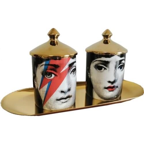 Portable Classic Human Face Candelabra Candle Holder Necklace Jewelry Storage Box Ceramic Handmade Craft Items