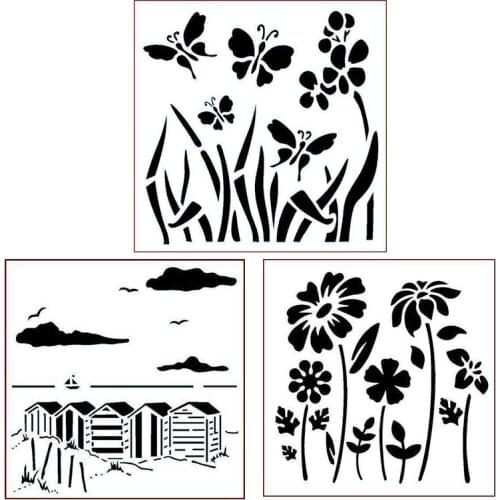 Suburbs Butterfly Flowers Plastic Stencil for DIY Scrapbooking Embossing Paper Cards Crafts Templates 2019 New 6x6 inch