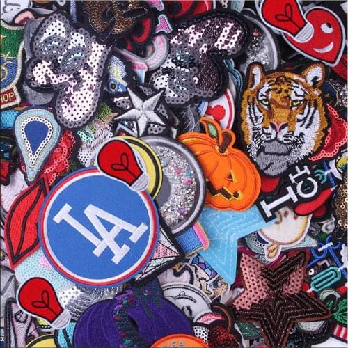 Pulaqi Random Mixed 10 15 20 30PCS Iron On Sew-On Patches For Clothing Embriodered Stickers For Clothes T-shirt DIY Decoration F