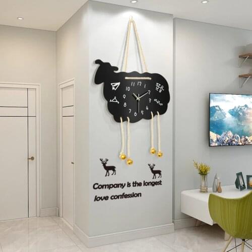 Cartoon Creative Wall Clock Black Sheep Fashion Simple Bedroom Living Room Clock Indoor Home Decoration Clock Wall Clock