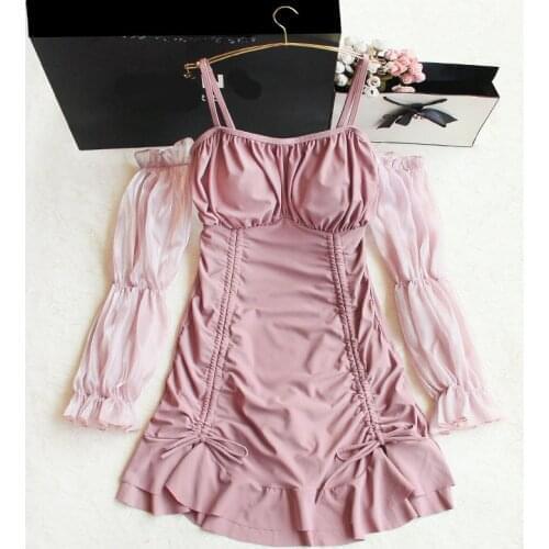 STAERK one-piece skirt style detachable long sleeved Korean net red ins wind show thin meat covered swimsuit