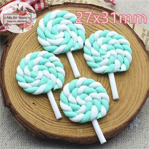 Light green lollipop sweet dessert 10PCS polymer clay Flatback Cabochon Art Supply Decoration Charm Craft