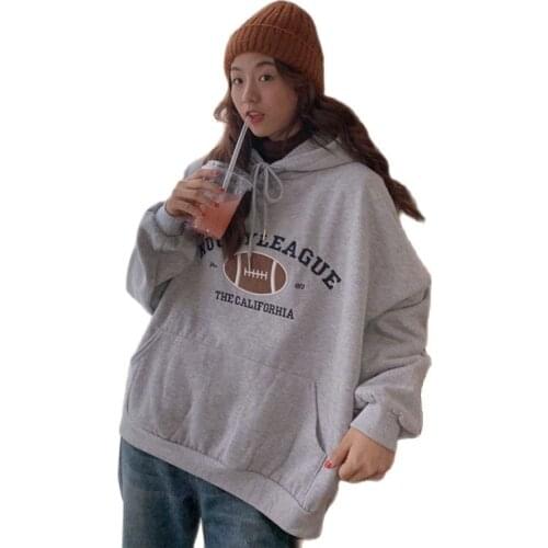 2021 Fashion New Hooded Sweatshirt For Women Korean Style Pullover Casual Hoodies Letter Printing Long Sleeve Streetwear Tops