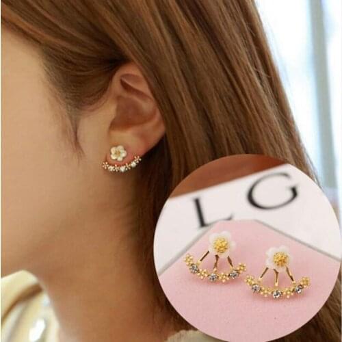 Fashion Jewelry Simple Cherry Blossoms Flower pearl Stud Earrings luxury jewelry Daisy 925 Sliver women earrings