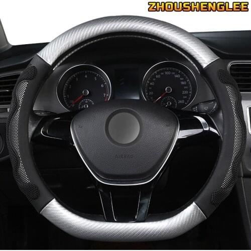 ZHOUSHENGLEE Microfiber Leather Car Steering Wheel Cover For Fiat 500 500X Ducato Grande Punto Tipo Panda Freemont Bravo Stilo