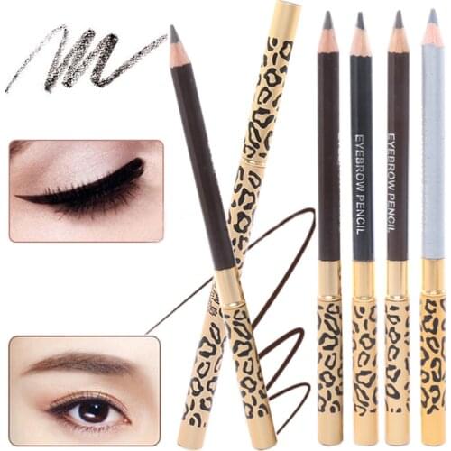 1Pc 5 Colors Waterproof Leopard Long lasting Makeup Beauty Eyeliner Eyebrow Pencil + Brush Cosmetic