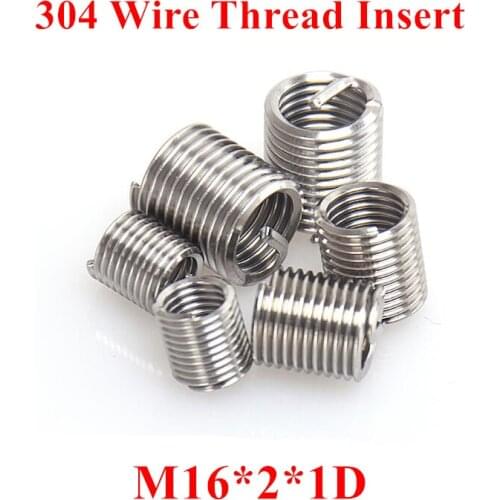 20pcs M16*2*1D Wire Thread Insert 304 Stainless steel M16 Screw Bushing, m16*1D Wire Screw Sleeve Thread Repair Insert