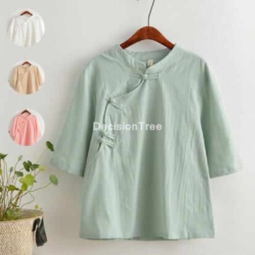 2021 chinese tops camisa hanfu mujer modern chinese style cheongsam blouse retro qipao shirt traditional clothing linen shirts