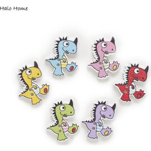 30pcs Dinosaur Series Wood Buttons for Sewing Scrapbooking Clothing Headwear Handmade Crafts Home Decor Accessories DIY