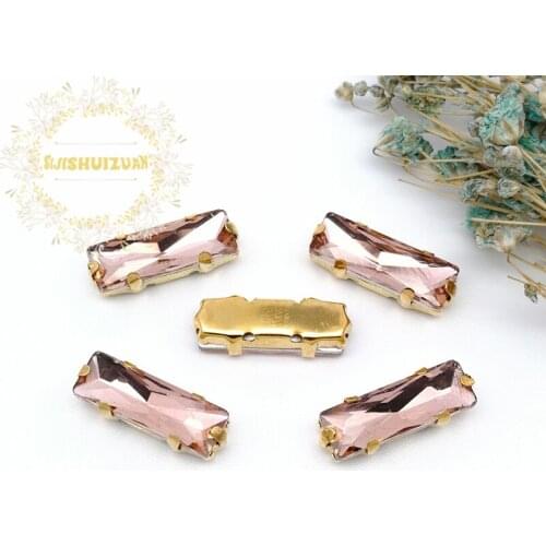 5*10 5*15 Water red Rectangle Glass Crystal sew on rhinestones with gold claw Diy wedding dress accessories Free shipping