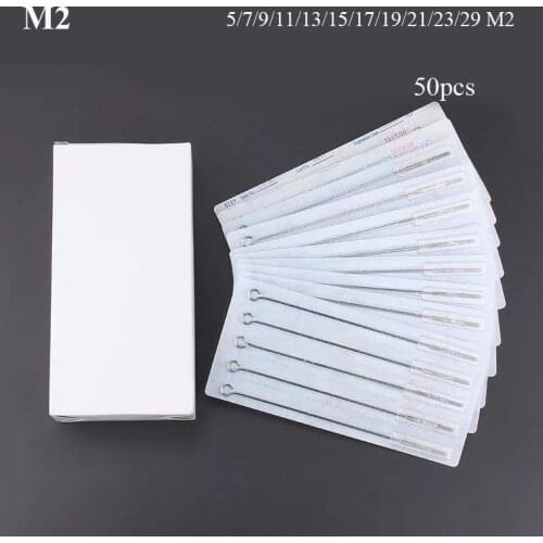 50PCS Professional Tattoo Needles 5/7/9/11/13/15/17/19/21/23/29 M2 Size Disposable Assorted Sterile Tattoo Needles 0.35mm