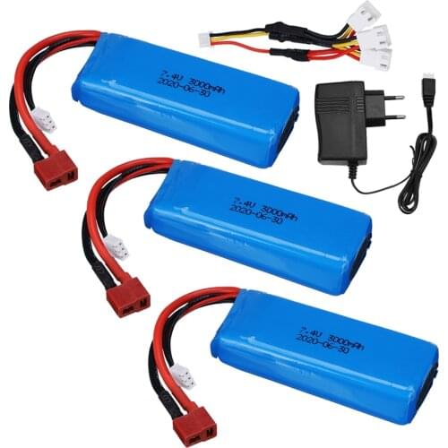 7.4V Lipo battery for Wltoys 144001 104001 124019 124018 12428 12423 RC car battery spare parts 2S 7.4V 3000mah for rc boats