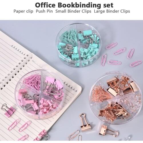 72Pcs Push Nail Binder Clip Gold Paperclips Clamp Combination Office Stationery Long Tail Metal Clips Office Binding Supplies