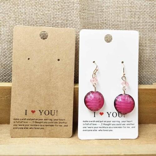 9*5cm new kraft stock handmade with love retangular Jewelry Earring packing Cards White I Love U Earring Cardsstud Earring Cards