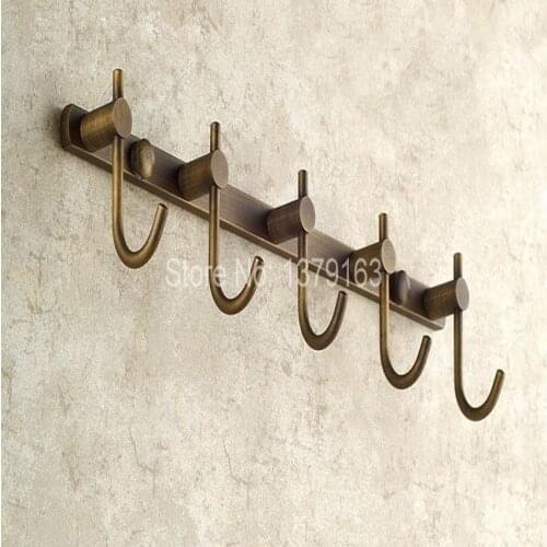Bathroom Accessories Antique Brass Wall Mounted Bathroom Hardware Hats/ Clothes/ Towel Hook Rack Hangers aba517