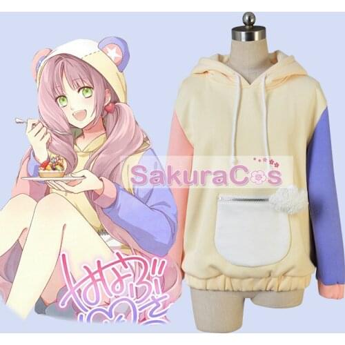 Anime! ICHU Kokoro Hanabusa Cartoon Bear Hoodie Cosplay Costume Lovely Sweater Daily Coat For Unisex Free Shipping