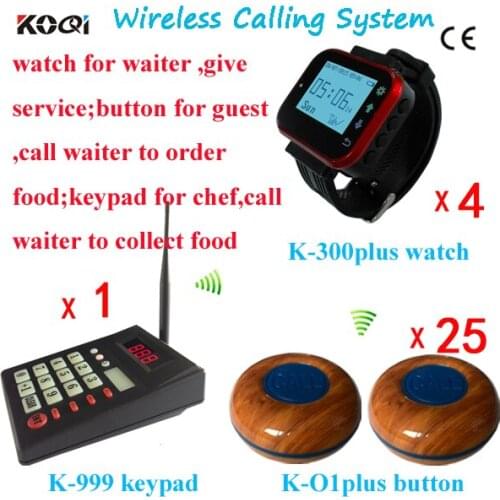 Wireless Calling System Transmitter Keypad for Kitchen Bar Chef Cooker ; Watch Pager For Waiter ; Table Button For Guest