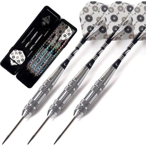 Cuesoul New 21-Gram Steel Tip Darts 3 Complete Darts with Aluminum and Stainless Shafts & White Flights & Slim Case